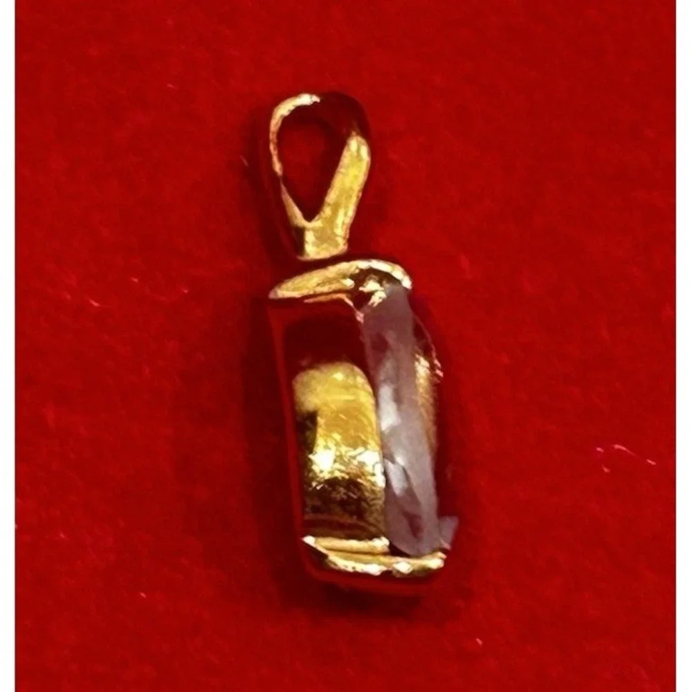 Vintage Light Blue Stone Gold Tone Charm Pendant Dainty Minimalist